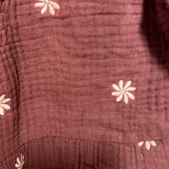 Madewell Embroidered Lightspun Peplum Open-Back Top Vintage Mulberry Sz M - Picture 6 of 7